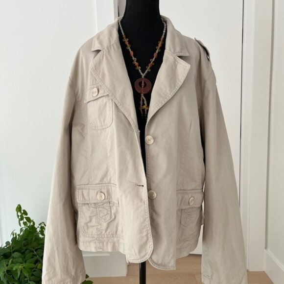 CACHE CREEK Safari Style Jacket Neutral Fully Lined 100% Cotton Military Utility - Picture 8 of 15